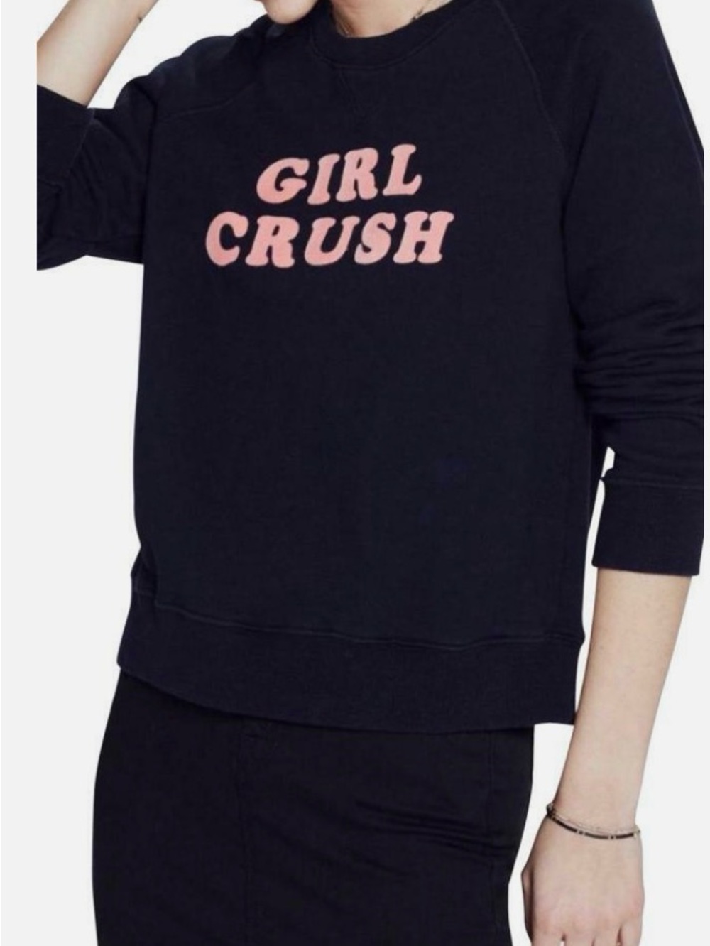 MOTHER Black Crewneck Sweatshirt with Pink "GIRL CRUSH" Graphic